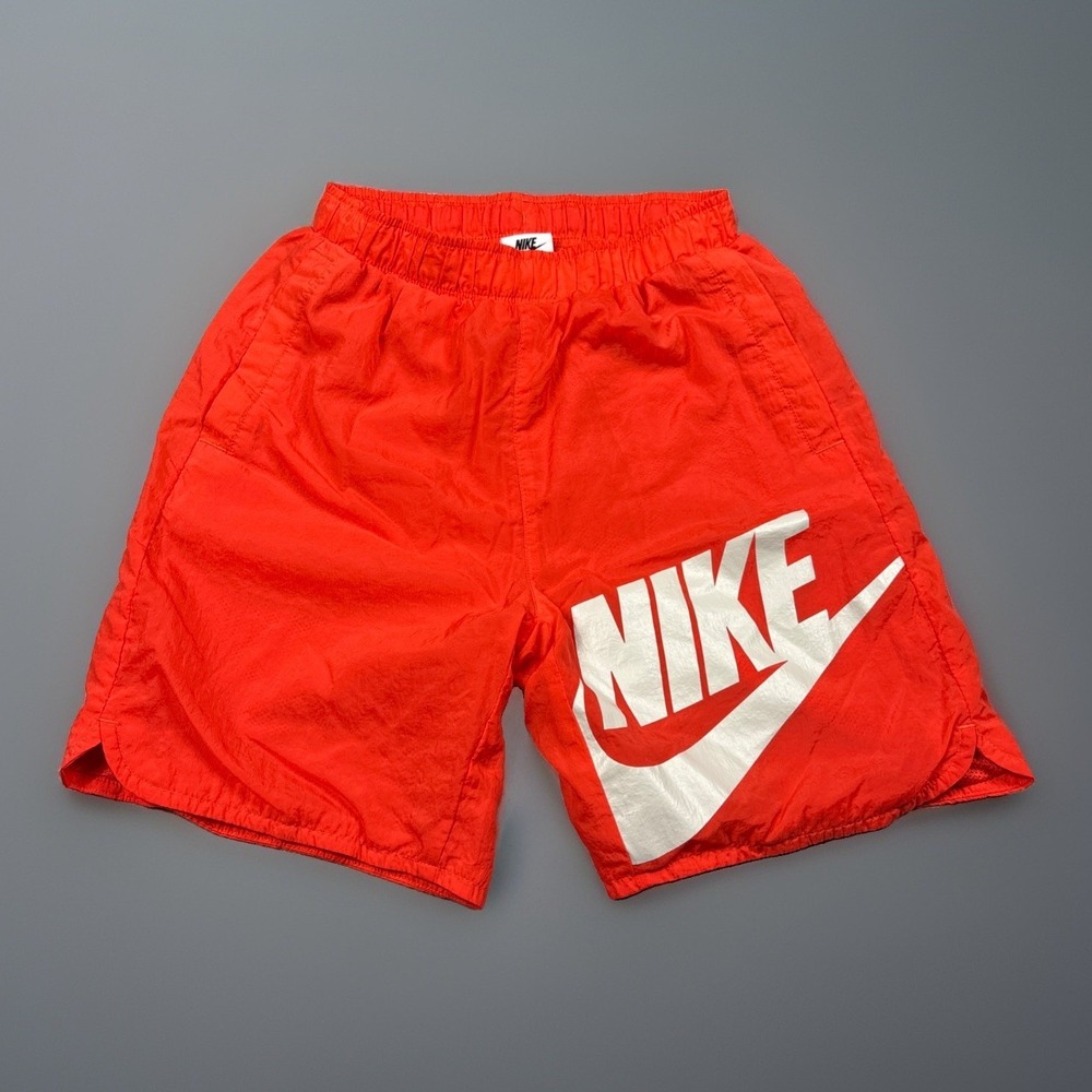 Nike Boy's Lined Athletic Swim Trunks Orange  Youth Large Nike Logo